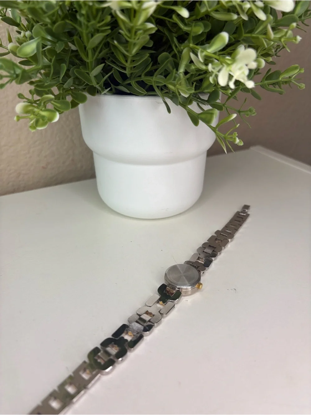 Vintage Two-Tone Silver & Gold Link Quartz Watch Japan Movement